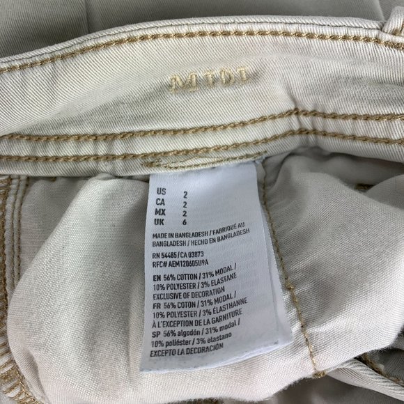 American Eagle 2 Midi Shorts Super Stretch X Beige Casual - Picture 4 of 4